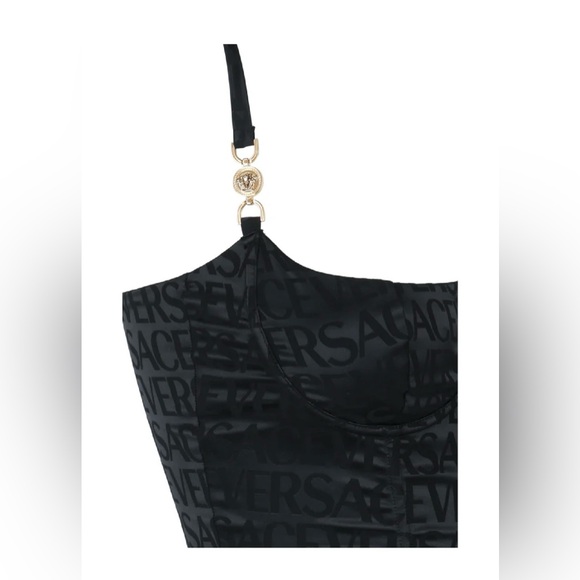 Versace Medusa Head Motif Allover Printed Bustier Top - Picture 3 of 8